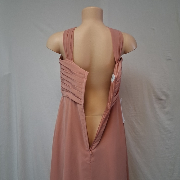 Azazie Kaitlynn Champagne Rose  Sweetheart Maxi Gown Size A14 - Picture 11 of 17